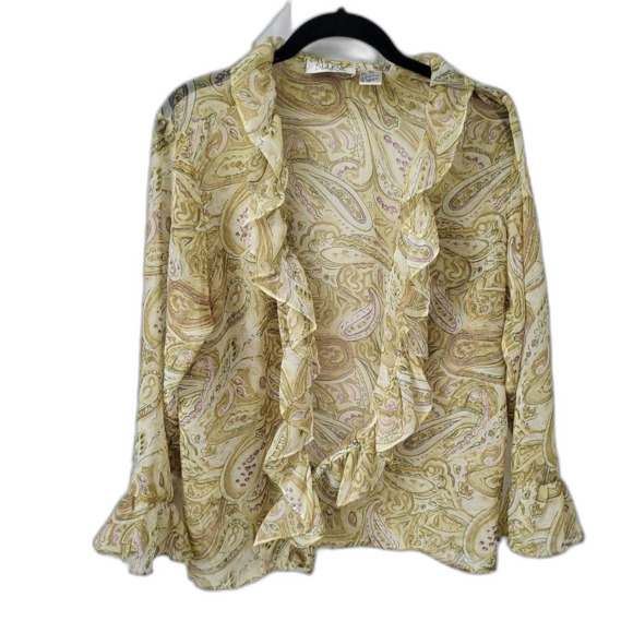 2/$30 Ruffled Sheer Blousy Jacket - Size Large - Picture 1 of 4
